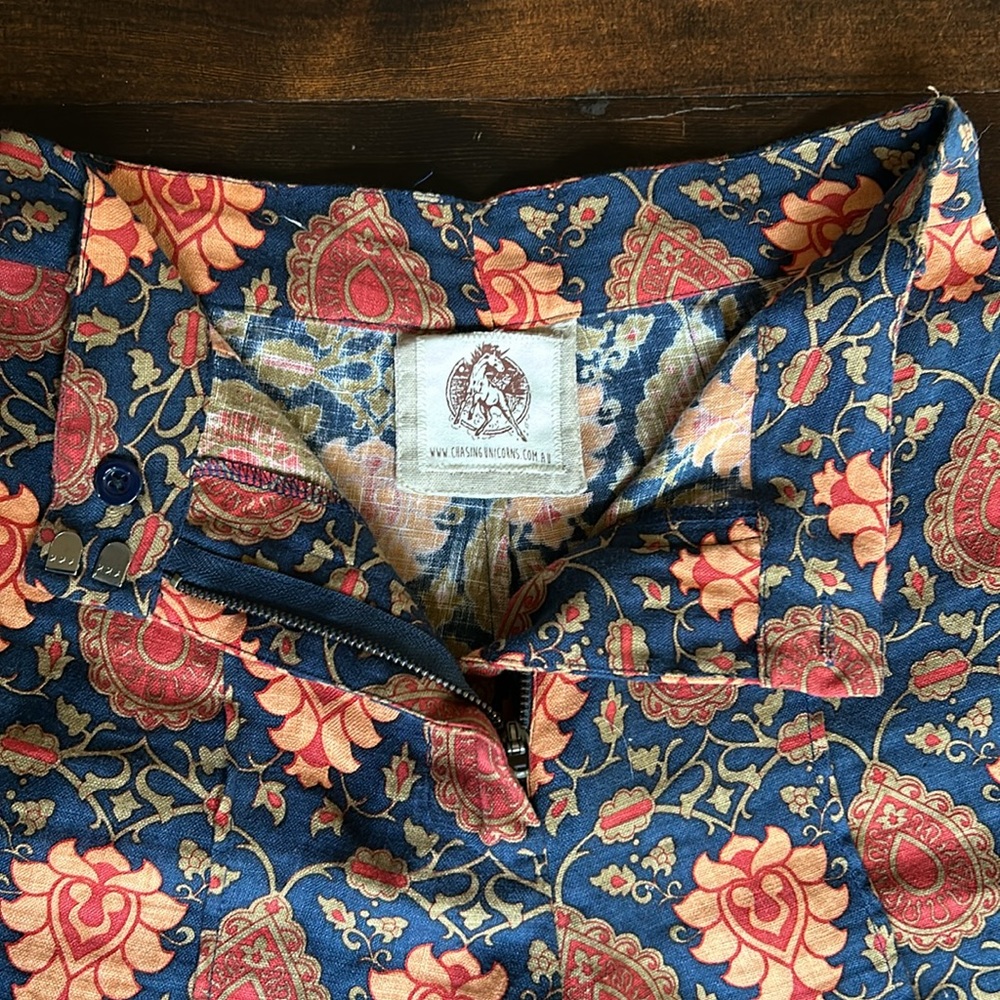 Chasing Unicorns Black Floral Wide-Leg Pants with Orange Print - Picture 4 of 11